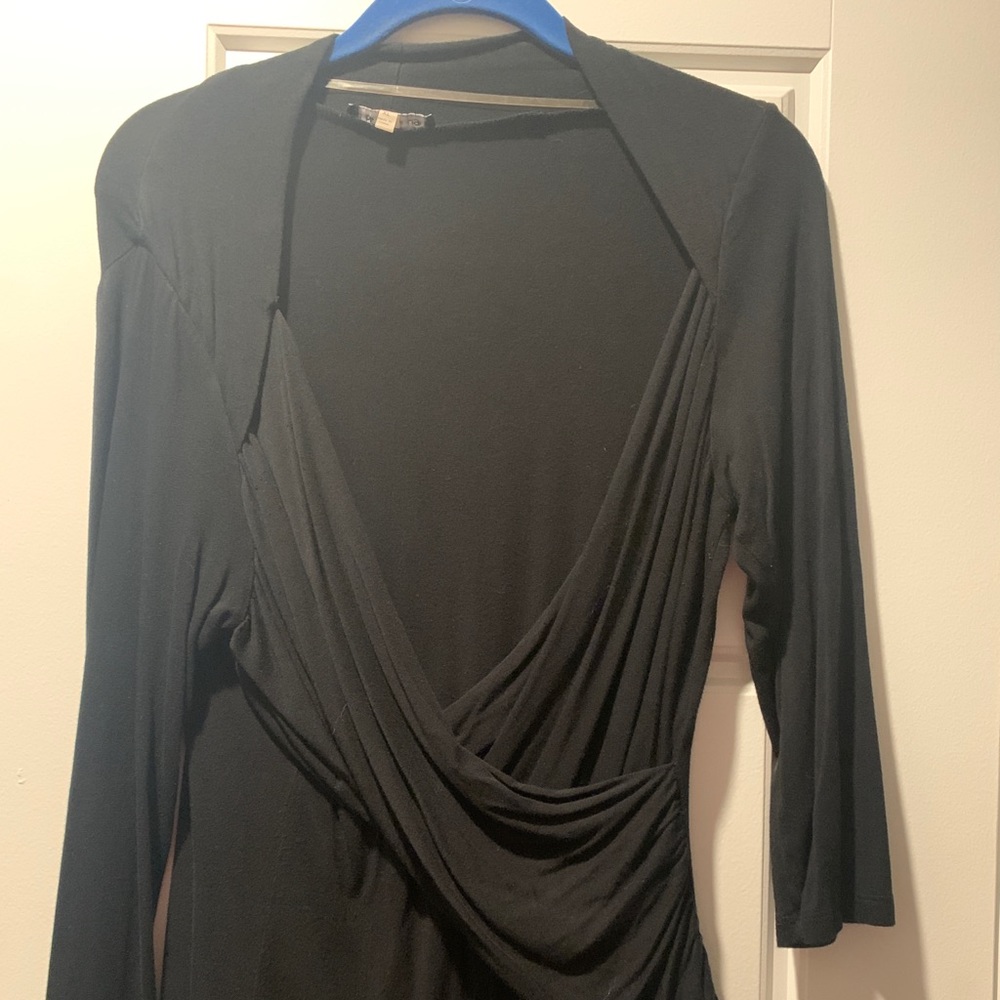 Black faux wrap shirt
